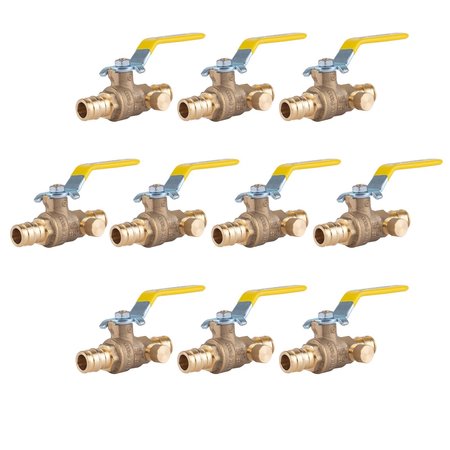 HAUSEN Heavy Duty Brass Full Port PEX Ball Valve with Drain, with 1/2 in. Expansion PEX Connection, 10PK HA-BV118-10